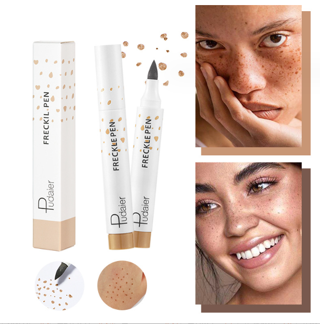 Natural waterproof soft brown freckle pen makeup with caramel and coffee shades for realistic freckles