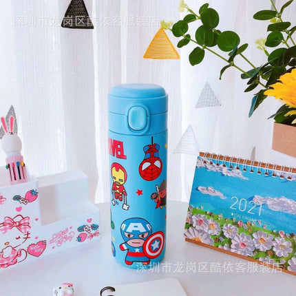 Cute Melody Dreamy stainless steel insulated cup with colorful cartoon design and push-button lid for hot and cold drinks