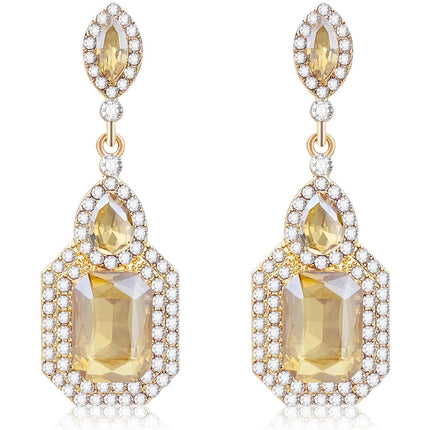 Vintage rhinestone statement earrings champagne crystal chandelier drop dangle for women wedding