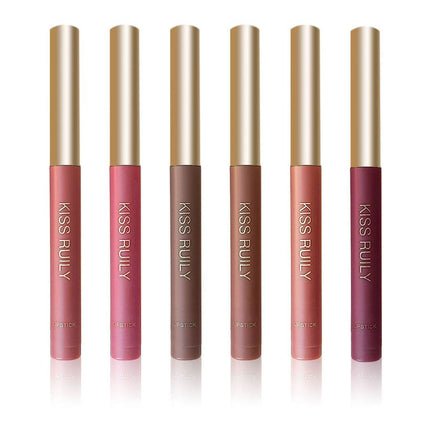 Silk Soft Lip Crayon Set with six vibrant colors in sleek compact packaging