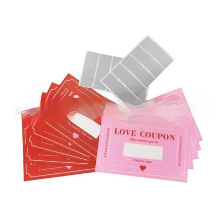 Love Scratch-off Anniversary Voucher with modern art design on paper for birthdays and anniversaries