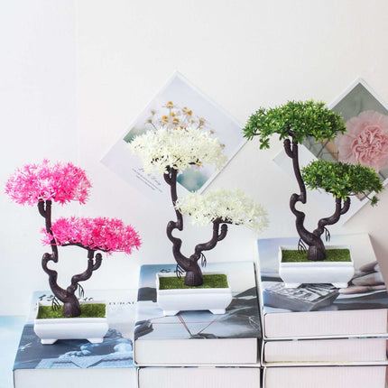 Realistic artificial bonsai potted plant decoration for home decor in multiple colors