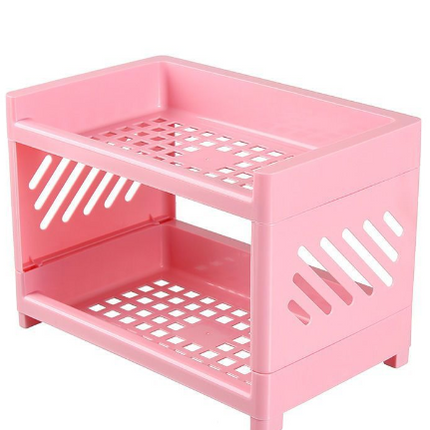 Double-layer Plastic Mini Storage Rack for Office & Dorm