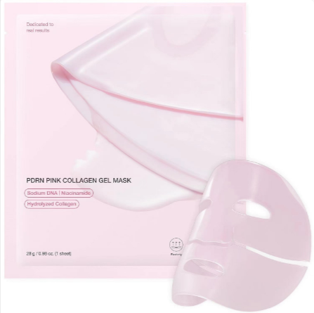 Hydrating collagen facial mask packaging with moisturizing and anti-aging benefits for radiant skin