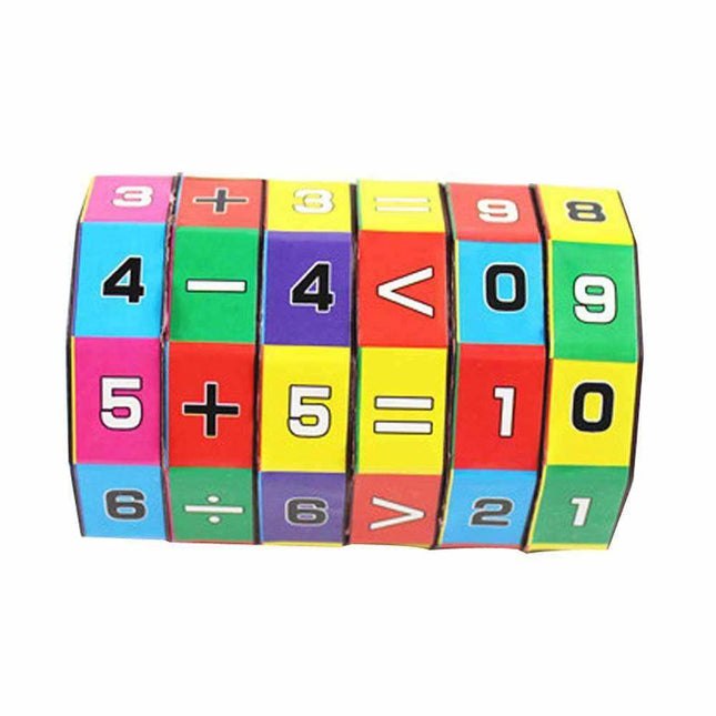 Educational Cylinder Cube cylindrical six-sided math learning toy with numerical stickers for kids