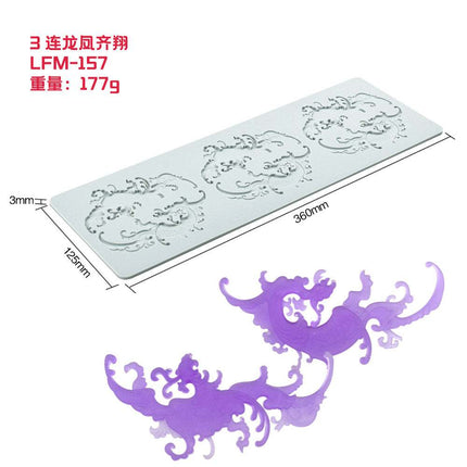 Heart Leaf Lace silicone fondant mold with intricate heart and leaf lace cake decoration patterns