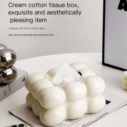 Modern minimalist ceramic Cotton Candy Tissue Box with electroplated finish in white, silver, and milk yellow colors