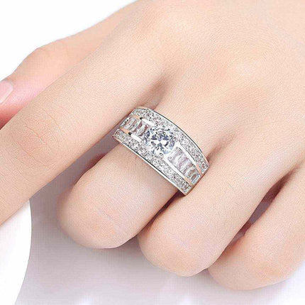 Fashion Jewellery zircon claw heart arrow adjustable ring for women in white copper vintage style