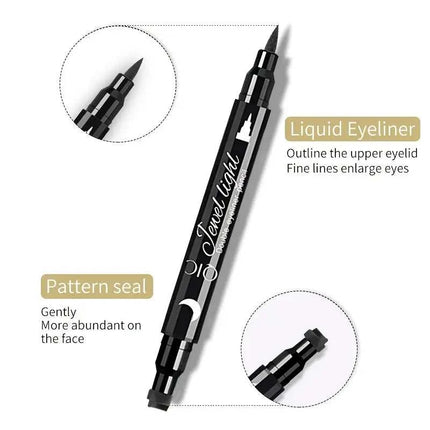 Waterproof Eyeliner Stamp Wingliner Gel Pen Set with dual-ended pencil and heart-shaped stamp for perfect winged eyeliner.