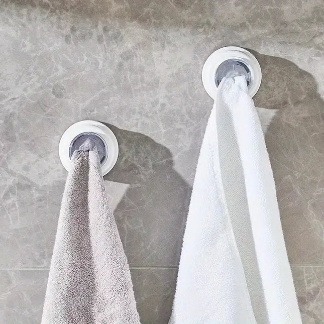 2pcs Creative punch-free kitchen towel rack hooks on smooth surface for hanging towels and utensils