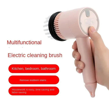 Cordless electric rotating scrubber handheld cleaning device with rechargeable battery and multiple brush heads for bathroom and kitchen use