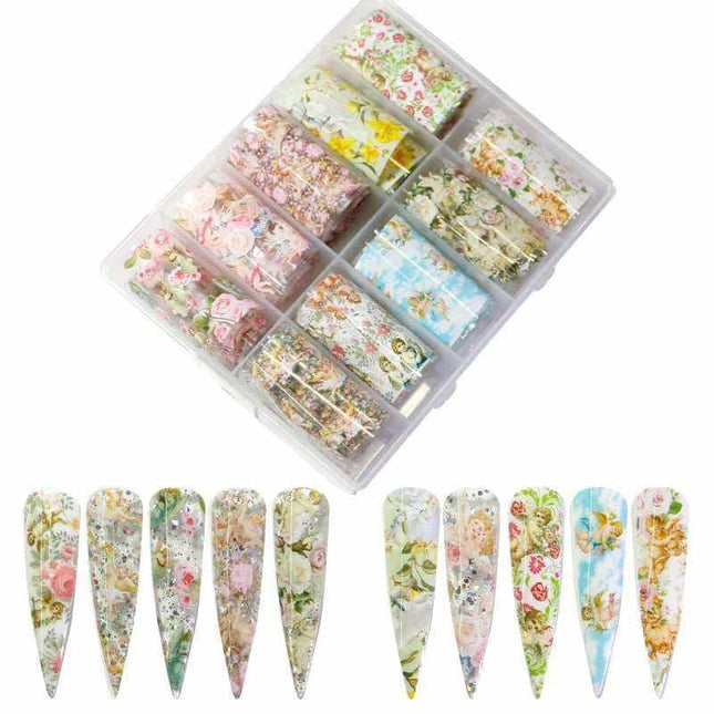 Smudge Marble Starry Sky snake nail transfer paper with celestial marble design