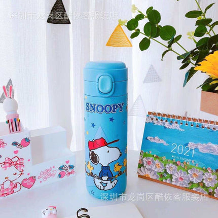 Cute Melody Dreamy stainless steel insulated cup with colorful cartoon design and push-button lid