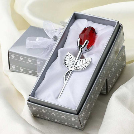 Valentine's Day crystal metal rose decoration with sparkling petals and metallic branches