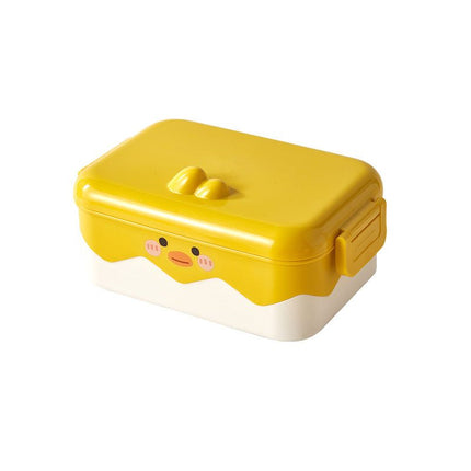 Cute cartoon yellow stainless steel lunch box with chicken design for work and school meals