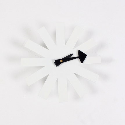 Classic black Nordic designer wall clock with minimalist design and hardware paint finish on white background