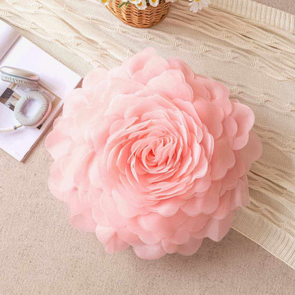 Princess-style 3D gauze flower pillow covers with delicate floral embroidery in soft pastel colors for elegant bedroom decor