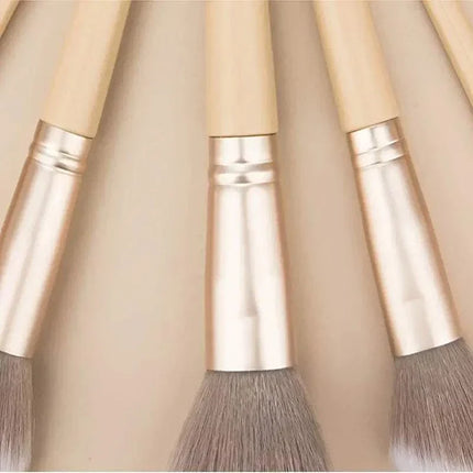 Premium 9-piece makeup brush set with synthetic fiber bristles and durable ABS handles in coffee and apricot colors