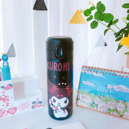 Cute Melody Dreamy colorful stainless steel insulated cup with cartoon design and push-button lid