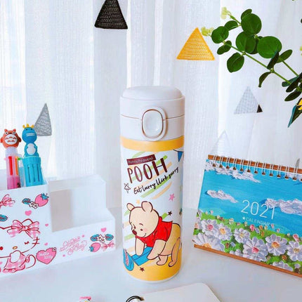Cute Melody Dreamy stainless steel insulated cup with colorful cartoon design and push-button lid