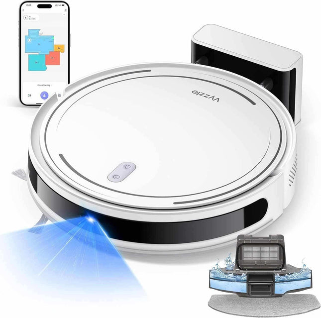 Vyzzle Robot Vacuum with 5000Pa suction, LiDAR navigation, 3-in-1 vacuum and mop, smart app and Alexa control, self-charging and no-go zones for pet hair and carpets