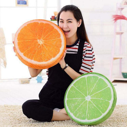 3D cute fruit plush pillow shaped like watermelon and kiwi with soft vibrant polyester fabric