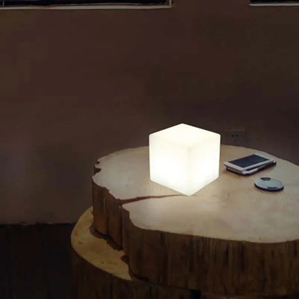 Rechargeable Cube LED Stool Table with remote control, multi-color lighting, and USB rechargeable battery