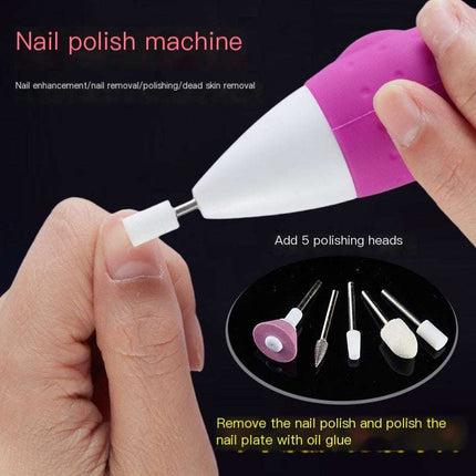 Electric nail polisher with multiple sanding heads and charging cable for professional nail care