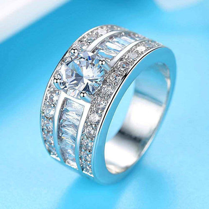 Vintage Korean style fashion jewellery white zircon heart arrow ring for women