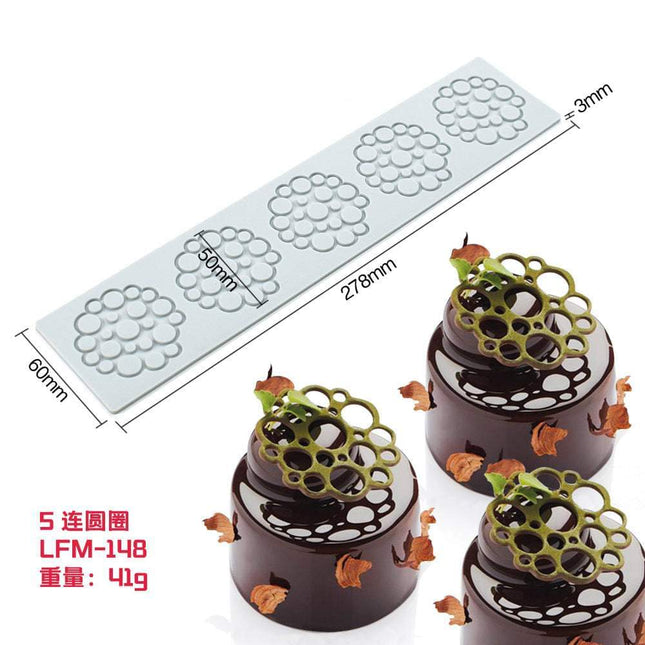 Heart Leaf Lace silicone cake decoration mold with intricate heart-shaped leaves and lace patterns for fondant and gum paste designs