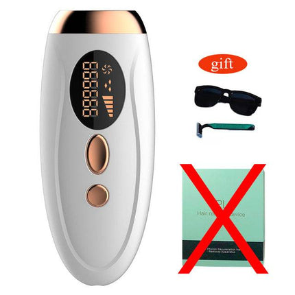 Sapphire Shaving Tool for ice-sensitive and painless skin rejuvenation and hair removal at home with adjustable energy levels and LCD display