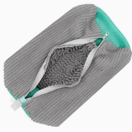 Yellow padded net laundry shoe protector bag for washing shoes safely