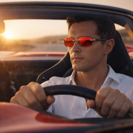 AURA Rimless Rectangle Tinted Shades by DIPU KUMAL lightweight rimless sunglasses with tinted polycarbonate lenses and UV protection