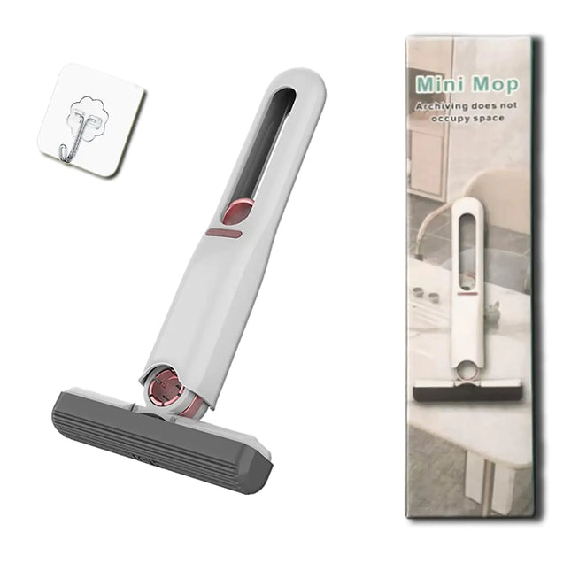 Pink one Handed Mini mopMini Squeeze mop for Tabletop Cleaning Self Squeezing Mini mop for Small SpacesTabletop mop(1 Cotton Heads + 1 Squeeze Handle)