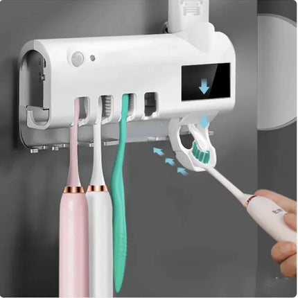 UV Toothbrush Sterilizer & Automatic Toothpaste Squeezer Rack