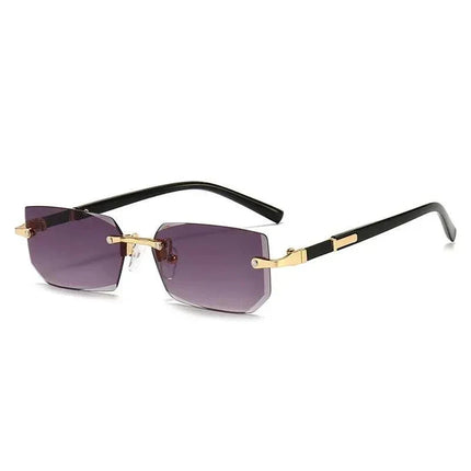 AURA Rimless Rectangle Tinted Shades with lightweight rimless TR90 frame and tinted polycarbonate lenses providing UV protection and glare reduction