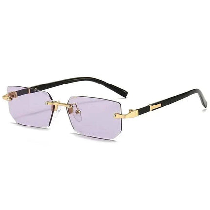 AURA Rimless Rectangle Tinted Shades by DIPU KUMAL lightweight rimless sunglasses with tinted, scratch-resistant lenses and flexible TR90 frame