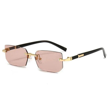 AURA Rimless Rectangle Tinted Shades by DIPU KUMAL lightweight rimless sunglasses with tinted lenses and UV protection