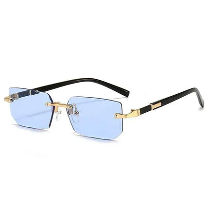 AURA Rimless Rectangle Tinted Shades by DIPU KUMAL with lightweight rimless frame and tinted lenses for UV protection and glare reduction