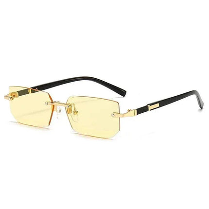 AURA Rimless Rectangle Tinted Shades by DIPU KUMAL lightweight rimless sunglasses with tinted UV protection lenses and flexible TR90 frame