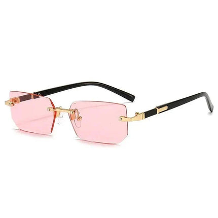 AURA Rimless Rectangle Tinted Shades lightweight rimless sunglasses with tinted lenses and TR90 frame for UV protection and glare reduction
