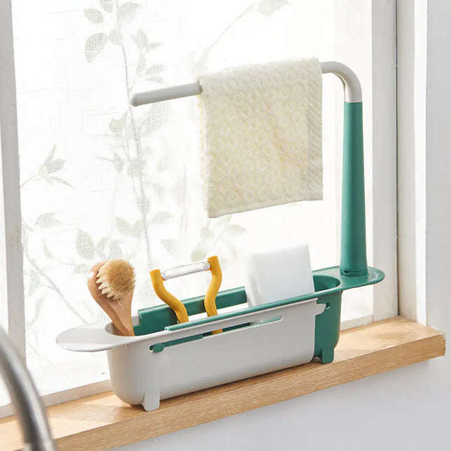 Retractable Sink Soap and Sponge Storage Rack