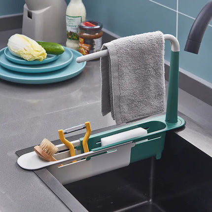 Retractable Sink Soap and Sponge Storage Rack