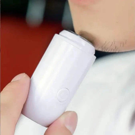 White Electric Mini Shaver with Floating Cutter Head