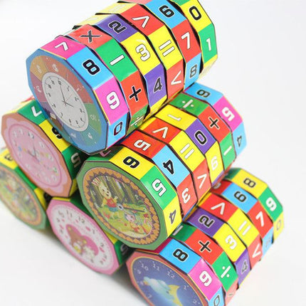 Cylindrical Six-Sided Math Cube for Kids Learning Toy