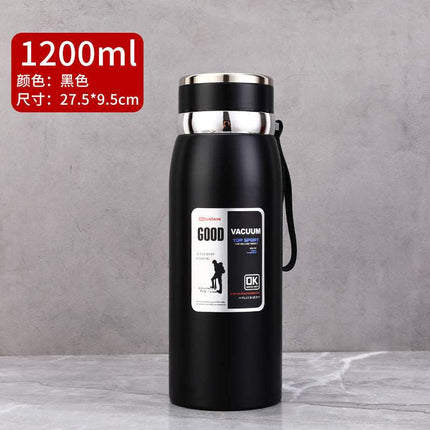 Stainless steel insulated tea cup 1000ml with vacuum insulation and leak-proof lid for outdoors