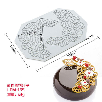 Heart Leaf Lace silicone cake decoration mold with intricate heart and leaf lace patterns for fondant designs