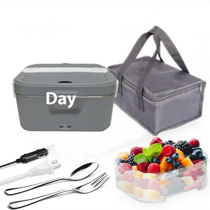 Portable electric lunch box heating food evenly with 75W power and no water injection for travel and car use