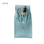Blue set of 6 pieces (including leather bag)