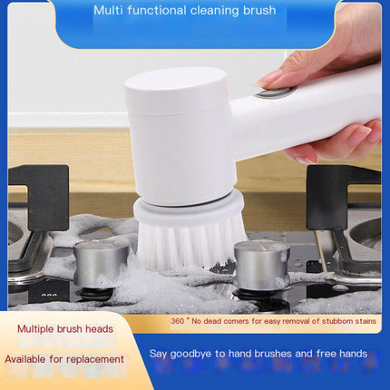 Electric multifunctional cleaning brush with multiple interchangeable heads and cordless design for home use